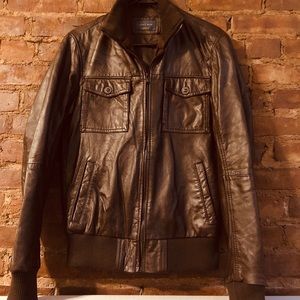 Zara men real leather bomber lambskin